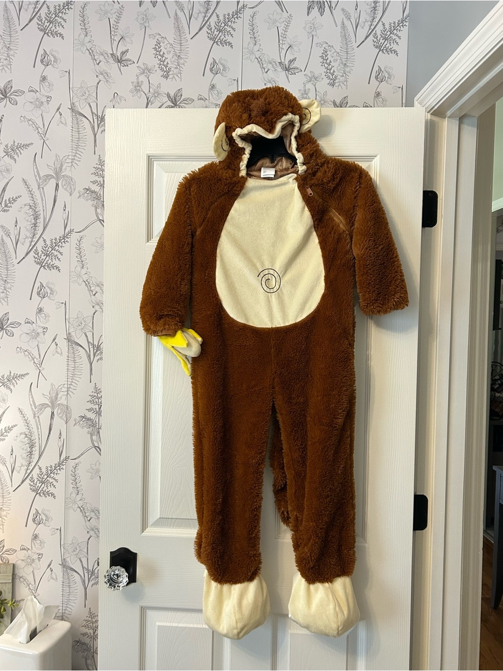Kids Cozy Monkey One-Piece Romper - Brown/Cream 4-5T